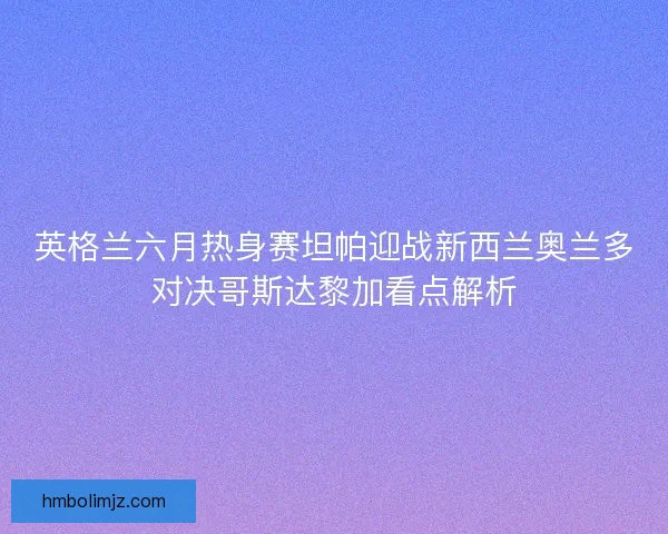 英格兰六月热身赛坦帕迎战新西兰奥兰多对决哥斯达黎加看点解析